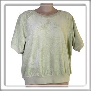 For The Republic Terry Cloth Short Sleeve Top Crew Neck Green Size Medium NWT